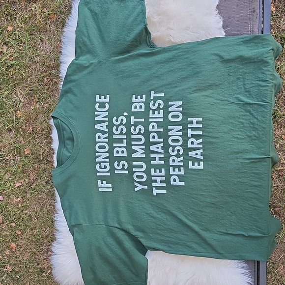 Mens Green Graphic T-Shirt Ignorance Is Bliss Funny Gift Tee - Picture 6 of 10